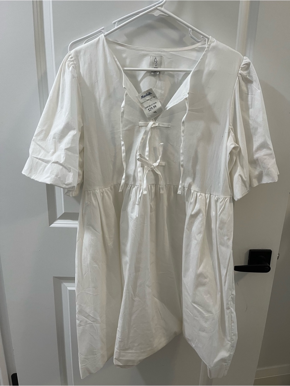 Joie White Cotton Tie-Front Babydoll Dress